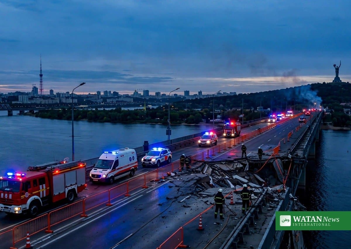 Kyiv Bridge Damaged in Russian Drone Attack During German Chancellor’s Surprise Visit